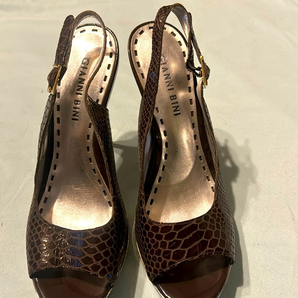 Gianni Bini Chocolate Fake Snake Heels